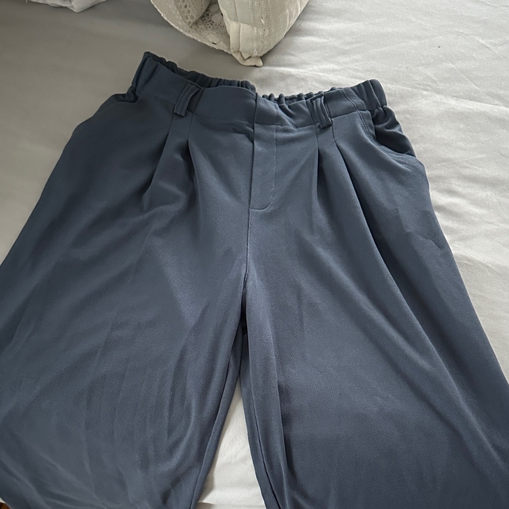 Stylish Blue Gray Pleated Pants